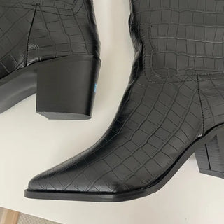Crack Wanie Simple Western Middle Boots Faux Leather