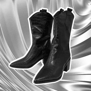Crack Wanie Simple Western Middle Boots Faux Leather