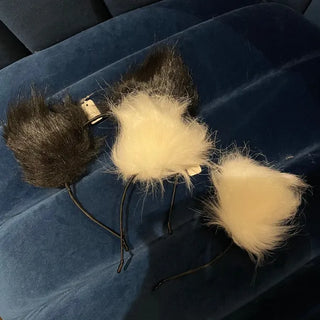 Meow fur cat ear headband hairband Halloween makeup