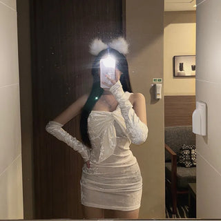 Warmer One-Shoulder Twisted Velvet Party Look Dress Top