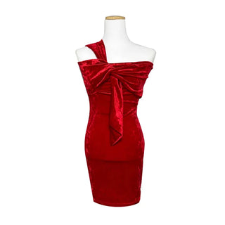 Warmer One-Shoulder Twisted Velvet Party Look Dress Top