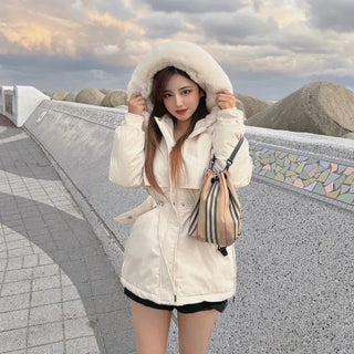 Effortless Stylish Short Padded Jacket with Fur Hood