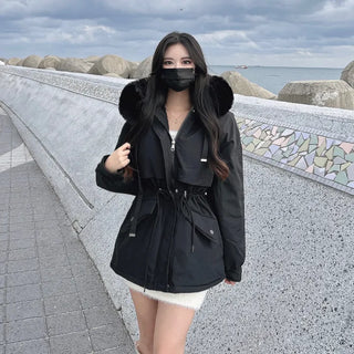 Effortless Stylish Short Padded Jacket with Fur Hood
