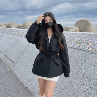 Effortless Stylish Short Padded Jacket with Fur Hood