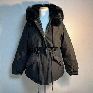 Effortless Stylish Short Padded Jacket with Fur Hood