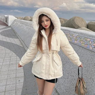 Effortless Stylish Short Padded Jacket with Fur Hood