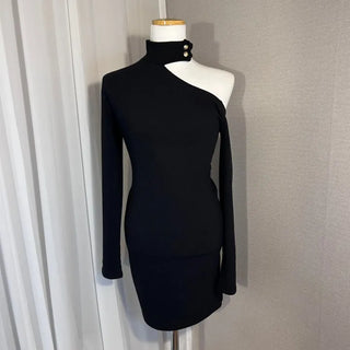 Choker One-Shoulder Halter Asymmetrical Mini Dress Club Look