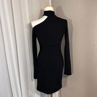 Choker One-Shoulder Halter Asymmetrical Mini Dress Club Look