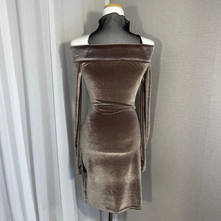 Velvet Mesh Layered Off-Shoulder Dress V-neck Unique