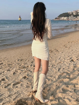 Vanilla Punching Knit Off-Shoulder Dress Petite Lovely Glam