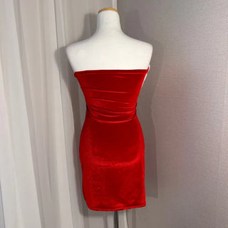Red Santa Ribbon Little Mermaid Top Velvet Mini