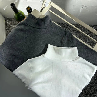 Soft and stretchy fleece-lined turtleneck t-shirt long-sleeve