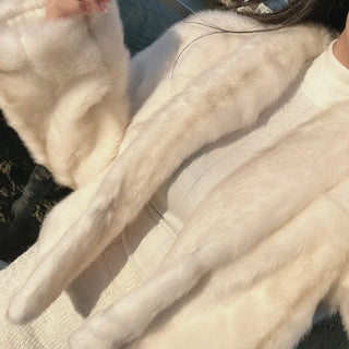 Luxury Fur Texture Collarless Mink Jacket Crop