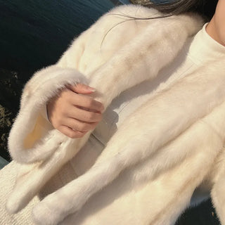 Luxury Fur Texture Collarless Mink Jacket Crop