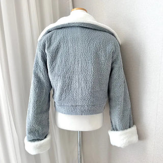 Fluffy Corduroy Collar Mink Fur Crop Jacket 2oz