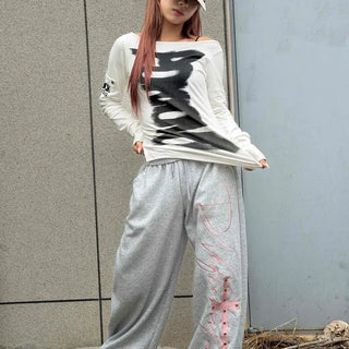 Loose-fit Graphic Wide Daily Long Pants