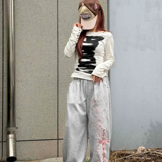 Loose-fit Graphic Wide Daily Long Pants