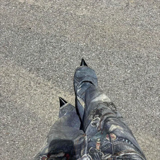 Loose-fit Washed Chain Wide Long Pants