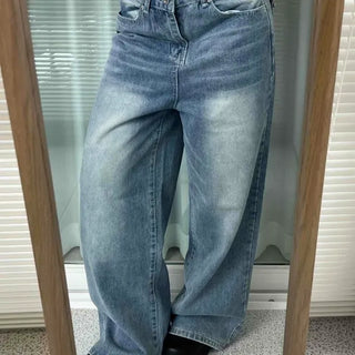 Loose-fit Washed Flap Pocket Wide Long Pants