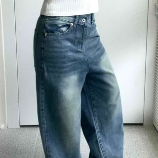 Loose-fit Washed Flap Pocket Wide Long Pants