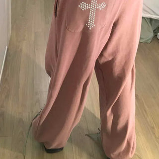Loose-fit Studded String Wide Daily Long Pants