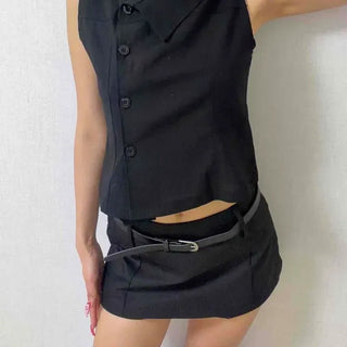 Regular Fit Zipper Flap Pocket Daily Mini Skirt