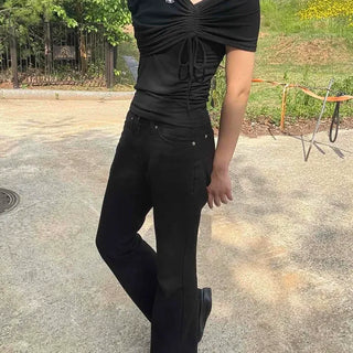 Slim Fit Plain Draped Shirred Off-Shoulder Sleeveless