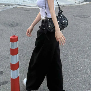 Loose-fit Button-up Wide Casual Long Pants