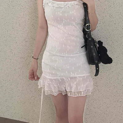 Frill Tiered Strap A-Line Sleeveless Mini Dress