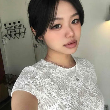 Regular Fit Flower Cap Sleeve Daily Short Sleeve T-shirt