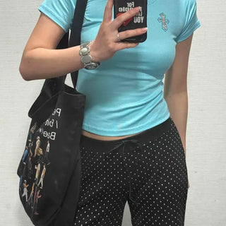 Loose Fit Dot String Flare Daily Long Pants