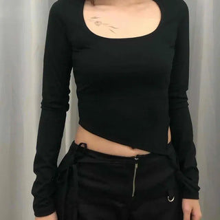 Slim Fit Fitted Plain Daily Long Sleeve T-shirt