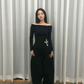 Slim Fit Plain Studded Daily Long Sleeve T-shirt