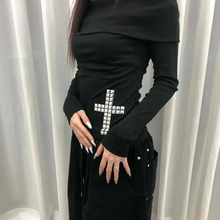 Slim Fit Plain Studded Daily Long Sleeve T-shirt