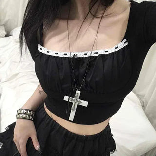 Slim Fit Plain Frill Short Sleeve T-shirt