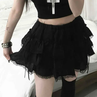 Ribbon Frill A-Line Feminine Mini Skirt