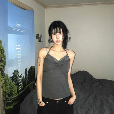 Regular Fit Plain Shirred Halter Neck Strap Sleeveless