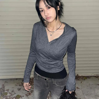 Snap Button Wrap Slim Crop Hoodie