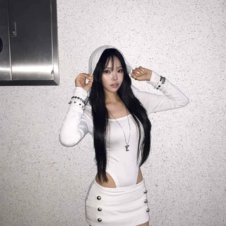 Slim Fit Button Straight H-Line Daily Mini Skirt