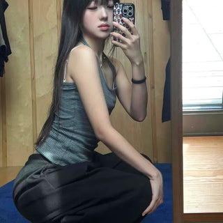 Loose Fit String Wide Barrel Daily Long Pants