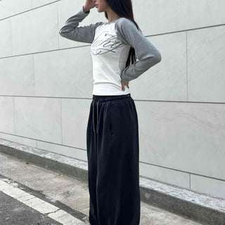 Relaxed Fit Pintuck String Wide Daily Long Pants