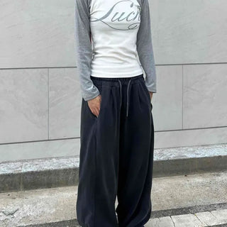 Relaxed Fit Pintuck String Wide Daily Long Pants