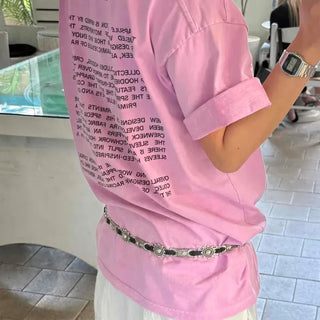 Oversized Lettering Washed Daily Short Sleeve T-shirt