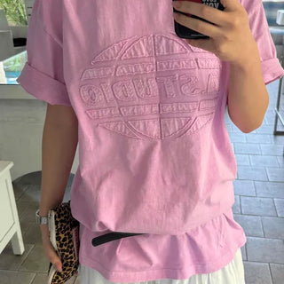 Oversized Lettering Washed Daily Short Sleeve T-shirt