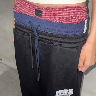 Loose Fit Lettering String Wide Daily Long Pants