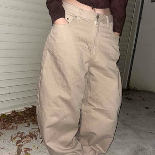 Studded Semi-Balloon Fit Cotton Wide Pants