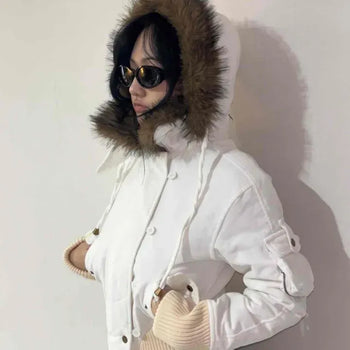 Suede Crop Fur Hooded Shearling Jacket