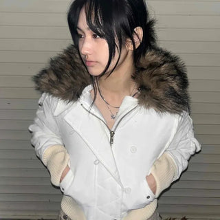 Suede Crop Fur Hooded Shearling Jacket