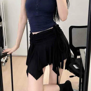 Nine Shirred Asymmetrical Mini Skirt