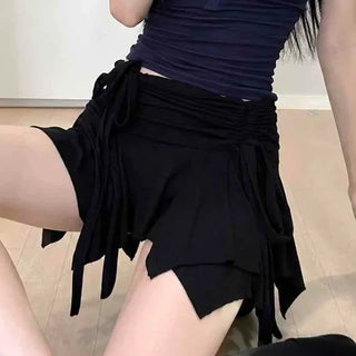 Nine Shirred Asymmetrical Mini Skirt